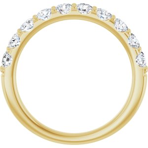 14K Yellow 9/10 CTW Natural Diamond Anniversary Band 10 round full cut stones-Round