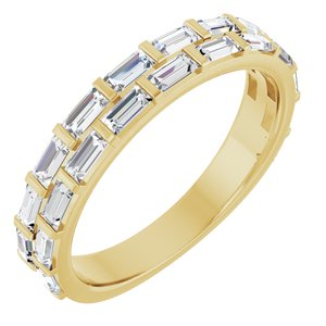 14K Yellow 7/8 CTW Lab-Grown Diamond Double Row Anniversary Band-Straight Baguette