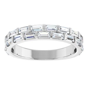 14K White 7/8 CTW Lab-Grown Diamond Double Row Anniversary Band-Straight Baguette