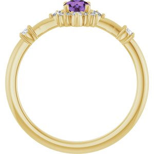 14K Yellow Natural Amethyst & 1/6 CTW Natural Diamond Halo-Style Ring-Round-4 Mm