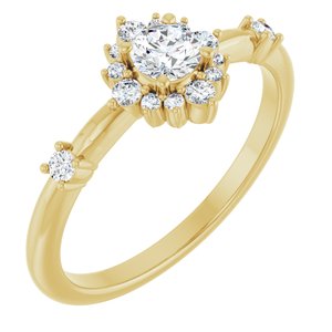 14K Yellow 3/8 CTW Lab-Grown Diamond Halo-Style Ring-Round-4 Mm