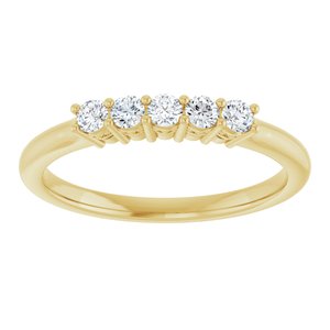 14K Yellow 1/4 CTW Natural Diamond Anniversary Band 5 round full cut stones-Round