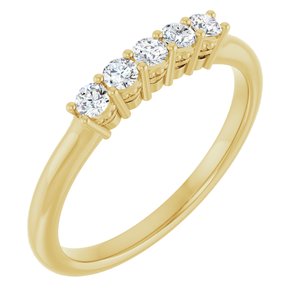 14K Yellow 1/4 CTW Natural Diamond Anniversary Band 5 round full cut stones-Round