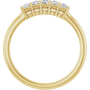14K Yellow 1/4 CTW Natural Diamond Anniversary Band 5 round full cut stones-Round
