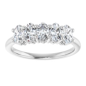 14K White 9/10 CTW Lab-Grown Diamond Anniversary Band-Oval