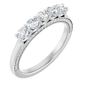 14K White 5/8 CTW Natural Diamond Anniversary Band-Round