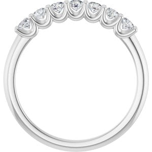 14K White 3/8 CTW Natural Diamond Anniversary Band 7 round full cut 4 prong-Round