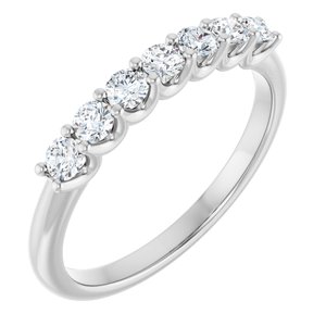 14K White 3/8 CTW Natural Diamond Anniversary Band 7 round full cut 4 prong-Round