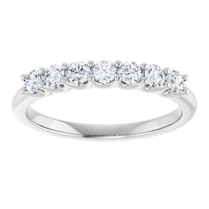 14K White 3/8 CTW Natural Diamond Anniversary Band 7 round full cut 4 prong-Round