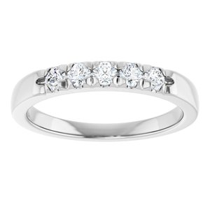 14K White 1/3 CTW Natural Diamond Anniversary Band 5 full cut rounds stones-Round