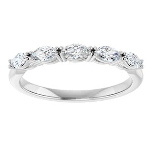 14K White 1/2 CTW Natural Diamond Anniversary Band-Marquise