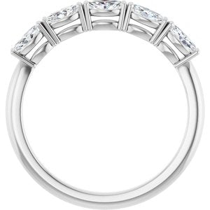 14K White 1/2 CTW Natural Diamond Anniversary Band-Marquise