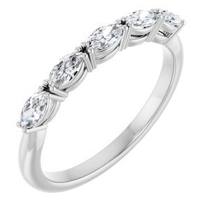 14K White 1/2 CTW Natural Diamond Anniversary Band-Marquise