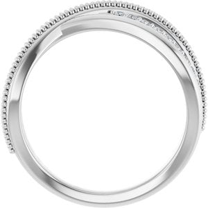 14K White 1/5 CTW Natural Diamond Criss-Cross Ring-Round-1.3 Mm
