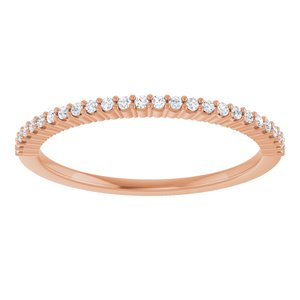14K Rose 1/8 CTW Natural Diamond Anniversary Band 26 round faceted stones-Round