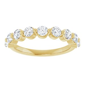 14K Yellow 9/10 CTW Natural Diamond Anniversary Band 9 round full cut 2 prong-Round
