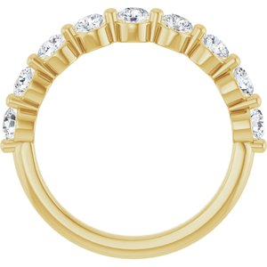 14K Yellow 9/10 CTW Natural Diamond Anniversary Band 9 round full cut 2 prong-Round