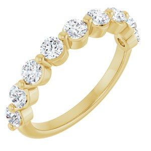 14K Yellow 9/10 CTW Natural Diamond Anniversary Band 9 round full cut 2 prong-Round