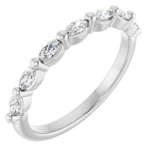 14K White 1/3 CTW Natural Diamond Anniversary Band 7 marquise faceted stones-Marquise
