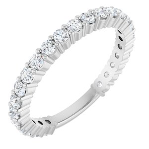 14K White 3/4 CTW Natural Diamond Anniversary Band 25 round stone 4 prong-Round