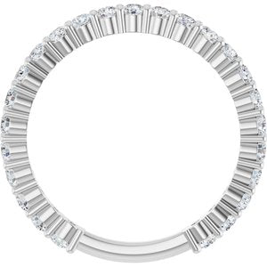 14K White 3/4 CTW Natural Diamond Anniversary Band 25 round stone 4 prong-Round