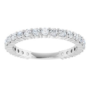 14K White 3/4 CTW Natural Diamond Anniversary Band 25 round stone 4 prong-Round