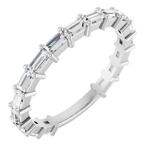 14K White 3/4 CTW Natural Diamond Anniversary Band 17 straight baguette stones-Straight Baguette