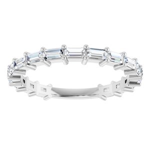 14K White 3/4 CTW Natural Diamond Anniversary Band 17 straight baguette stones-Straight Baguette