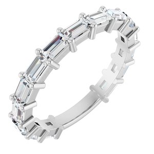 14K White 1 1/2 CTW Natural Diamond Anniversary Band-Straight Baguette