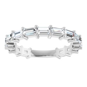 14K White 1 1/2 CTW Natural Diamond Anniversary Band-Straight Baguette