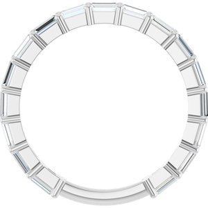 14K White 3/4 CTW Natural Diamond Anniversary Band 17 straight baguette stones-Straight Baguette