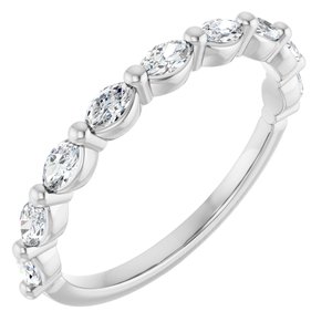 14K White 1/2 CTW Natural Diamond Anniversary Band-Marquise