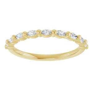 14K Yellow 1/4 CTW Natural Diamond Anniversary Band 9 marquis faceted stones-Marquise
