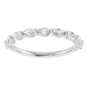 14K White 1/2 CTW Natural Diamond Anniversary Band-Marquise
