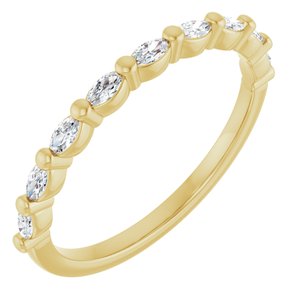 14K Yellow 1/4 CTW Natural Diamond Anniversary Band 9 marquis faceted stones-Marquise