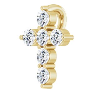 14K Yellow 1/6 CTW Natural Diamond Cross Pendant-Natural Diamond-8.7 X 6.6 Mm