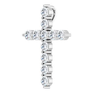 14K White 3/8 CTW Lab-Grown Diamond Cross Pendant-Lab-Grown Diamond-17.8 X 12.9 Mm