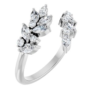 14K White 1/2 CTW Natural Diamond Bypass Ring-Natural Diamond