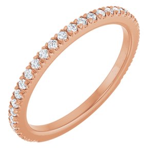14K Rose 1/3 CTW Natural Diamond French-Set Anniversary Band-Round