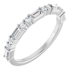 14K White 1/2 CTW Natural Diamond Anniversary Band-Straight Baguette