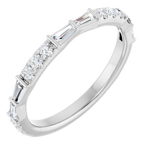 14K White 3/8 CTW Natural Diamond French-Set Anniversary Band-Tapered Baguette
