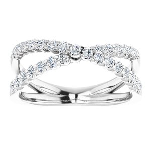 14K White 1/2 CTW Natural Diamond Criss-Cross Ring-Round