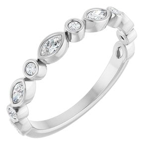 14K White 1/4 CTW Natural Diamond Anniversary Band-Marquise