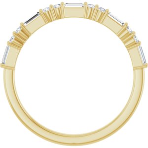 14K Yellow 1/4 CTW Natural Diamond Anniversary Band 8 round full cut, 5 straight baguette stones-Straight Baguette