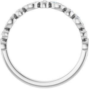 14K White 1/5 CTW Natural Diamond Anniversary Band 5 full cut round 6 marquise faceted stones-Marquise