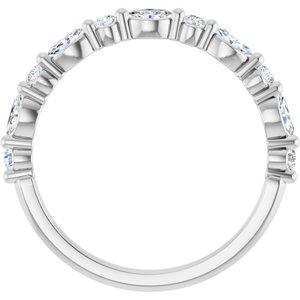 14K White 1/3 CTW Natural Diamond Anniversary Band 6 round full cut, 5 faceted marquise stones-Marquise
