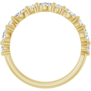14K Yellow 1/4 CTW Natural Diamond Anniversary Band 6 round full cut, 7 marquise faceted stones-Marquise