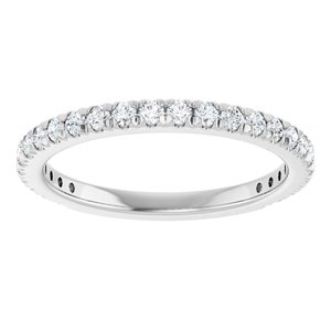 14K White 3/8 CTW Natural Diamond French-Set Anniversary Band-Round