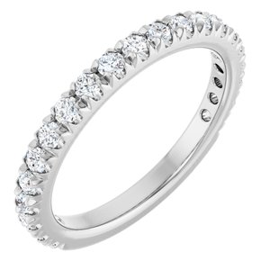 14K White 5/8 CTW Natural Diamond French-Set Anniversary Band-Round