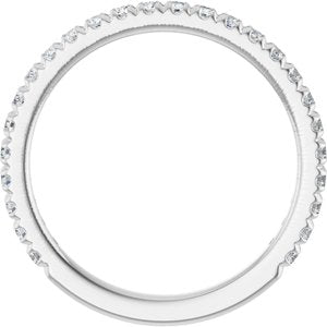 14K White 3/8 CTW Natural Diamond French-Set Anniversary Band-Round
